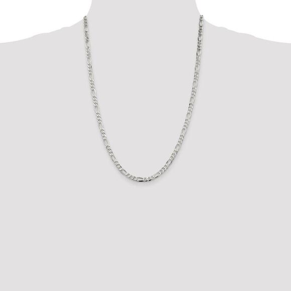 4.5mm Sterling Silver, Solid Figaro Chain Necklace, 24 Inch - Picture 2 of 8